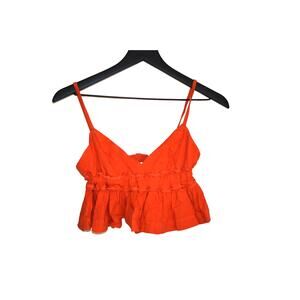 Silence + Noise Orange Ruffle Crop Tank Size S